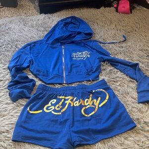 Ed Hardy Royal Blue Set with Yellow Accents